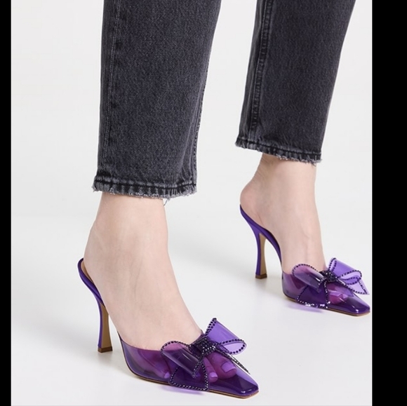 Nalebe Dimante Mule Heel Sandals Glitter Black Nalebe Mules MSRP $730 - Picture 15 of 17